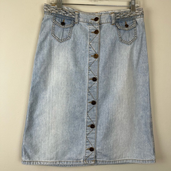 Vintage H&M Divided Y2K Denim Front Buttons A-Line Skirt Size 10 - Picture 14 of 15